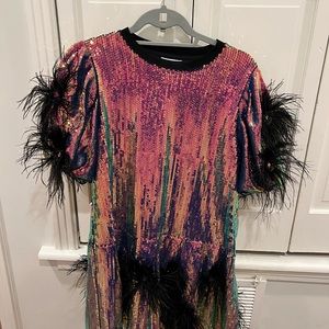 Queen of Sparkles Sequin Feather Dress